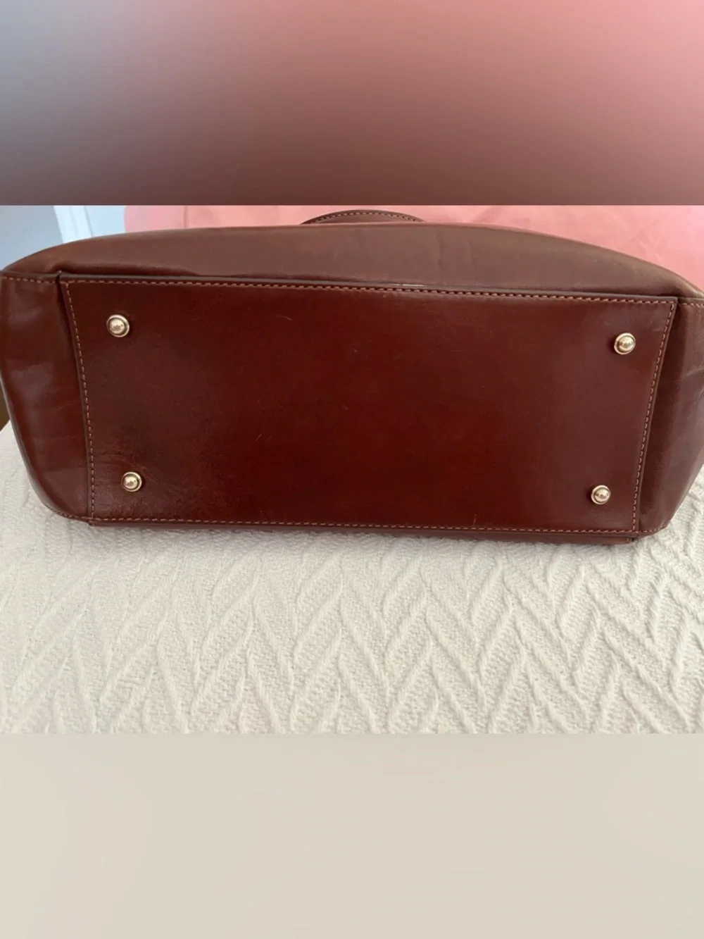 Brahmin Chestnut Brown Leather Tote with Gold-Tone Hardware - Picture 5 of 5